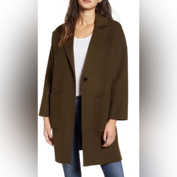 THE EVEREST COAT IN OLIVE BY RAILS. FEATURES A HEAVY WOOL BLEND TRENCH nwt - Picture 1 of 15